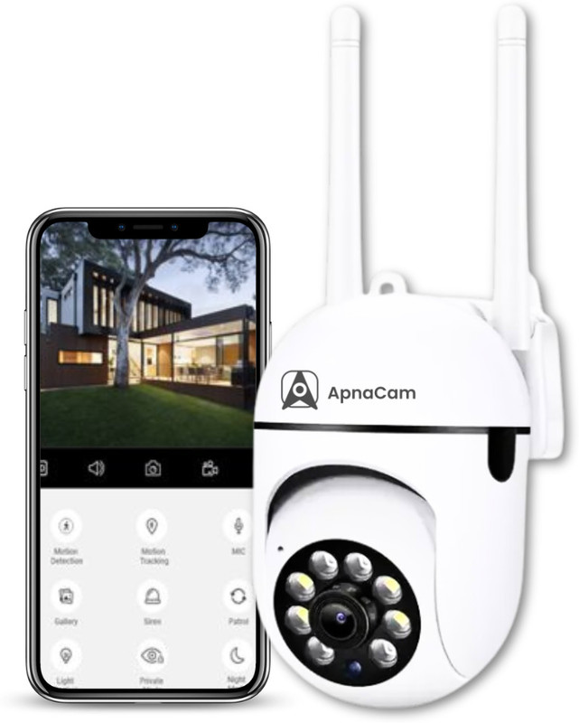 ApnaCam 3Mp FHD Ptz Mini WiFi Wireless Motion Tracking CCTV Security Camera(SD Card Support Upto 128 GB, 2 Channel)