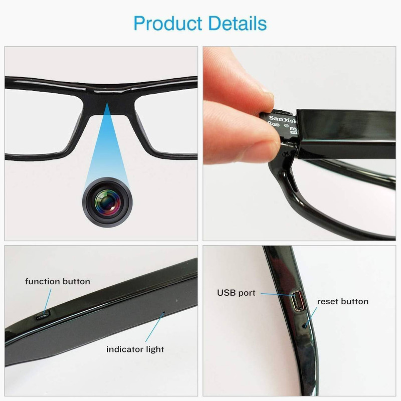 PERAMISYM Compact 1080P Video Camera Glasses | Portable Recording Eyewear Spy Camera(128 GB, 1 Channel)