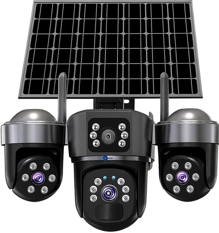 Maizic Smarthome UltraGenie Max 5MP×3 UHD Triple Lens/Screen Triple PTZ 4G Solar Outdoor CCTV Security Camera