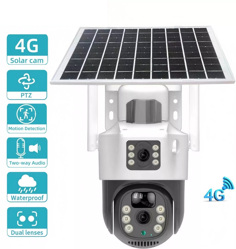 AVOIHS 4G SIM PTZ 360° Camera Solar Powered Smart Tracking AI Motion Sensor 2-Way Audio Security Camera(128 GB, 1 Channel)