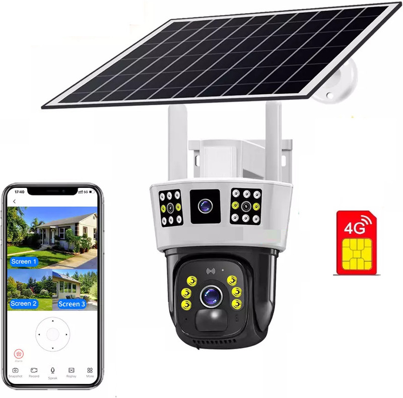 AVOIHS CCTV 4G Sim Solar Powered 360° View Camera Solar Panel TwoWay Audio Night Vision Security Camera(128 GB, 1 Channel)