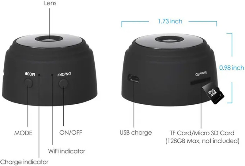 SIOVS Wireless HD 1080P SPY Hidden Camera WiFi mini camera mobile connect Spy Camera(64 GB, 1 Channel)