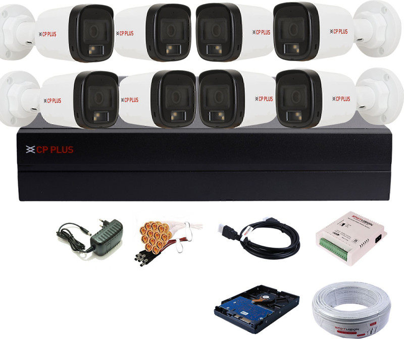 CP PLUS 8 Channel HD DVR 1080P,Color Nightvision With Audio IP67 2.4MP Outdoor Camera,06 Security Camera(1 TB, 8 Channel)
