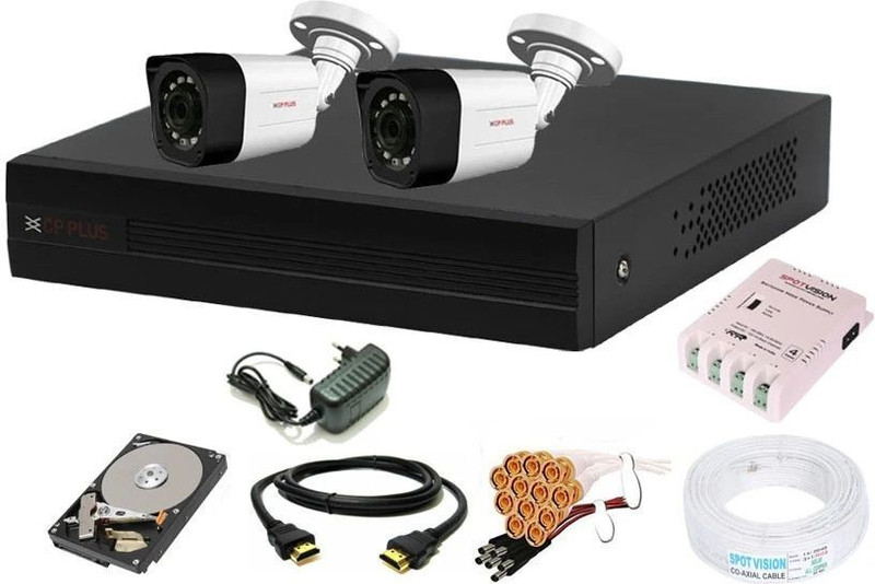 CP PLUS 4 Channal HD DVR 1080p 1Pcs,Outdoor Camera 2.4 MP 2Pcs,500 GB Hard Disk,Full combo set Security Camera(500 GB, 4 Channel)
