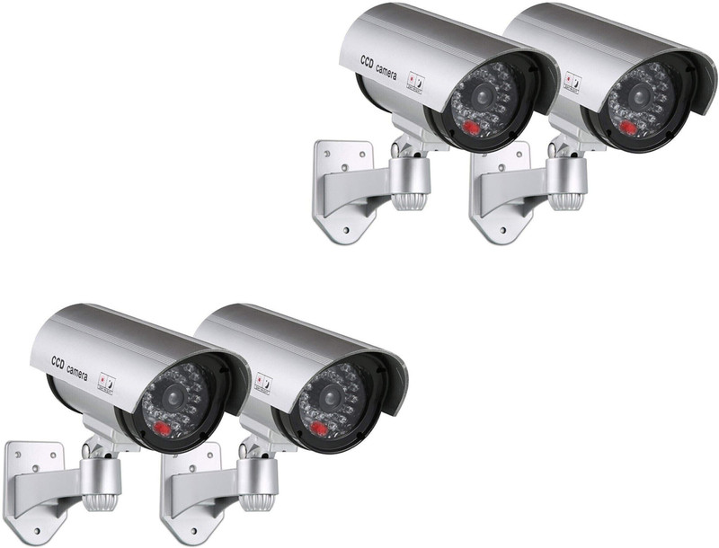 DITCAFOS 4PCS Dummy Security CCTV Camera Waterproof IR Wireless Flashing Red LED Light Security Camera(5 Channel)