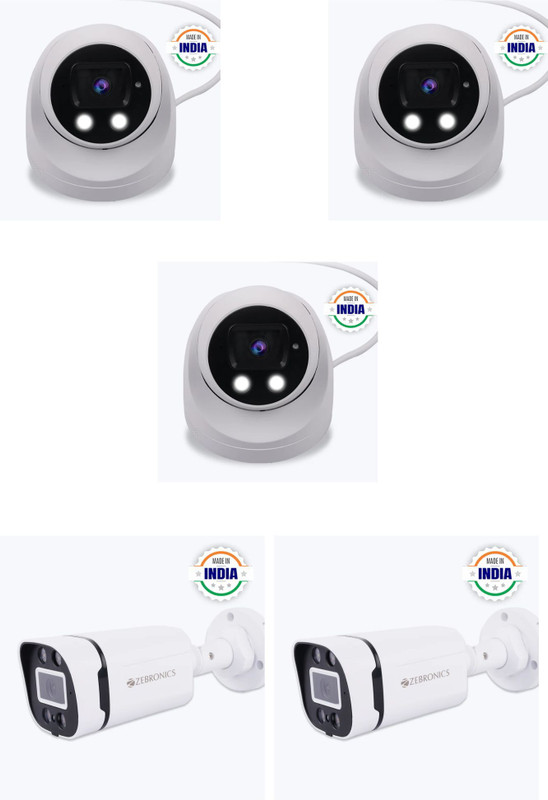 ZEBRONICS ZEB 3 Dom And 2 Bullet 5MP IP CCTV With Night Colour Vision Security Camera