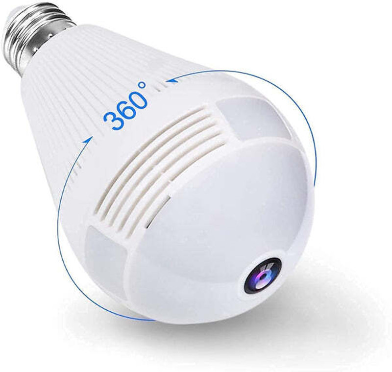 DDLC Light Bulb 1080P Security Camera, E27 Bulb 360 Degree Panoramic Wireless Spy Camera(1 Channel)