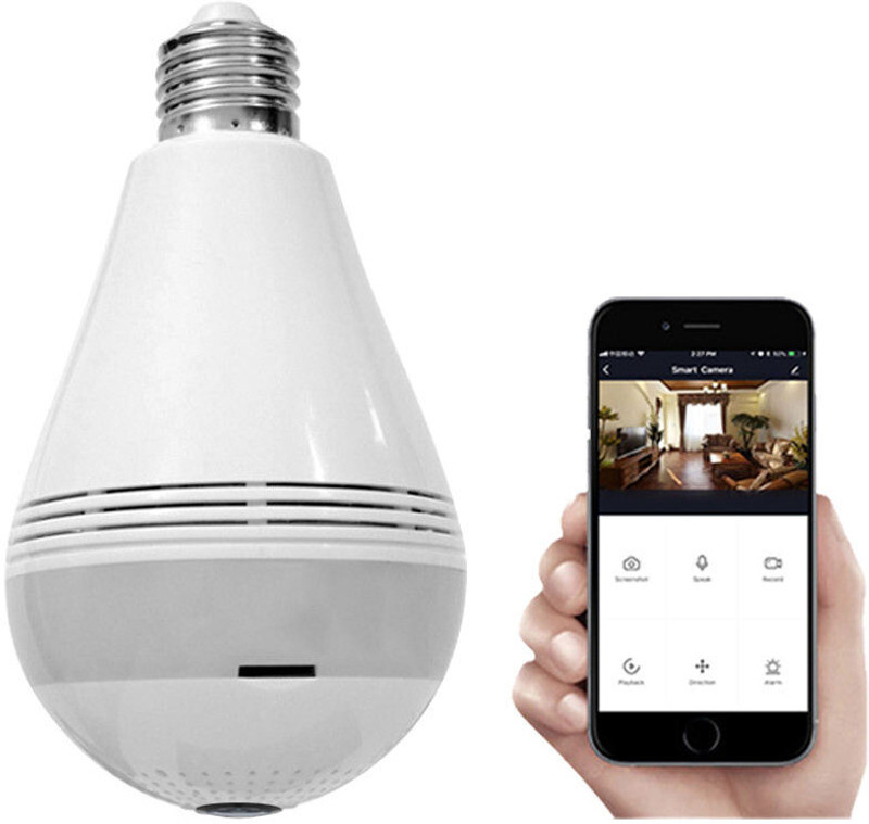 FEERO Wifi Security Camera Panoramic Bulb Camera with Motion Detection Alarm Security Camera(1 Channel)
