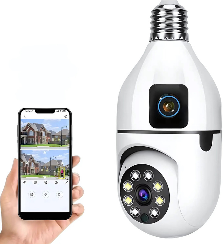 Maizic Smarthome Puma Bulb 6MP Dual lens/Dual Screen wifi indoor Security Camera(1 Channel)