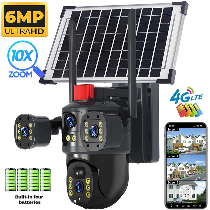 SROPX 6MP 4G Dual Lens CCTV Camera | Solar Panel with 8000mAh Battery Backup Security Camera(128 GB, 1 Channel)