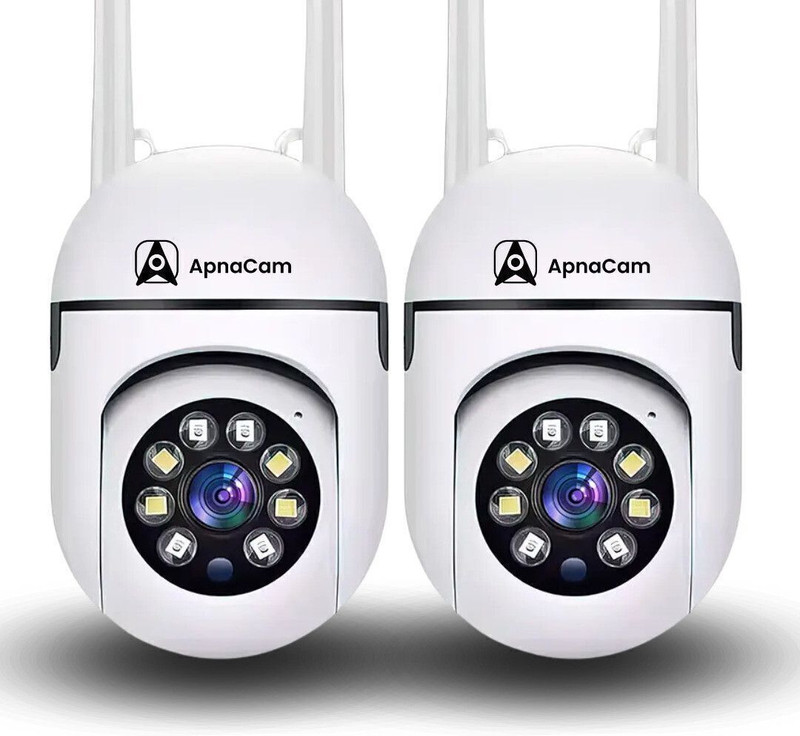 ApnaCam 5MP FHD Mini PTZ Color Night Vision WIFI V380 Pro App Live View (Pack of 2) Security Camera(SD Card Support Upto 128 GB, 4 Channel)