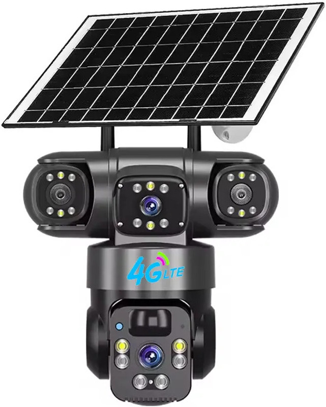 MANIA ELECTRO 12+6+6MP 4G Sim Based Solar Battery Powered 3 Lens/Screen View Bullet + PTZ CCTV Security Camera(256 GB, 3 Channel)