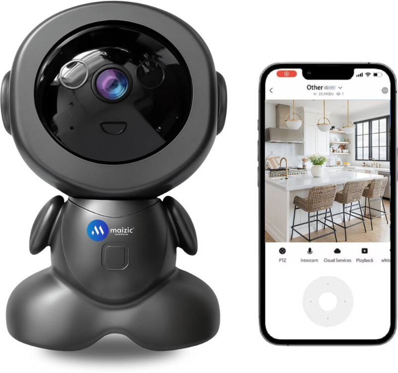 Maizic Smarthome Baby Robot WiFi CCTV Camera 3MP Full HD & 360° Coverage Indoor Camera Security Camera(1 Channel)