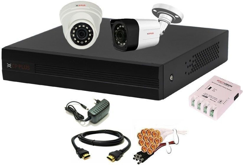 CP PLUS 4 Channal HD DVR 1080p 1Pcs,Outdoor Camera 2.4 MP 1Pcs,Indoor Camera 2.4 MP 1Pcs,combo set Security Camera(4 Channel)