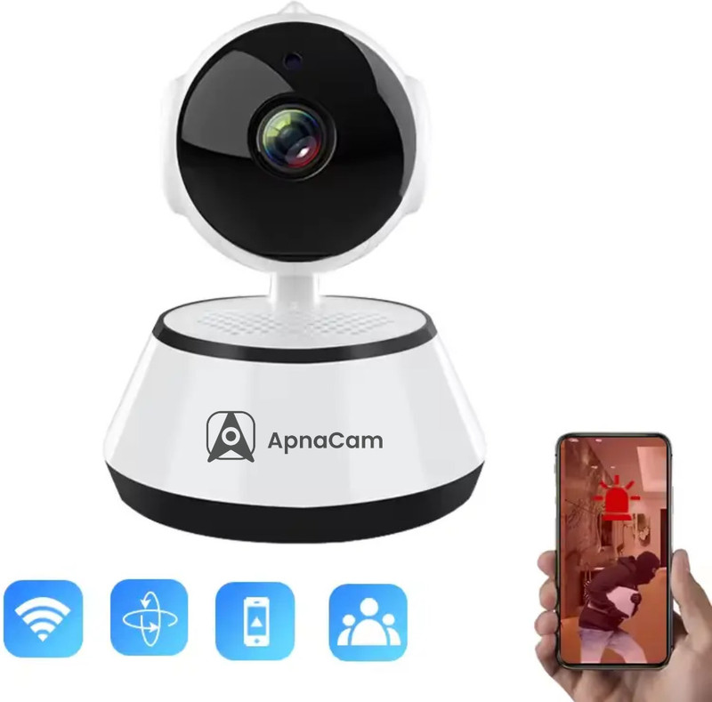 ApnaCam 2MP Without Antenna Indoor PTZ 360° Camera, Alarm, Night Vision,sd card support Security Camera(1 Channel)