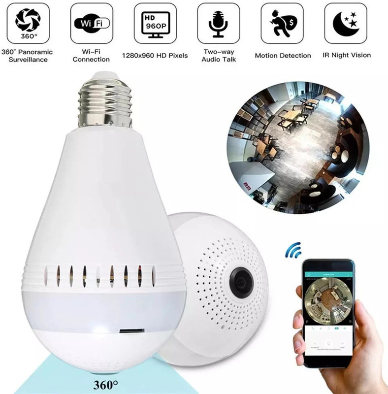 chora Panoramic Bulb Camera Motion Alert Night Vision SD Card Support 2-way Audio Security Camera(4 Channel)