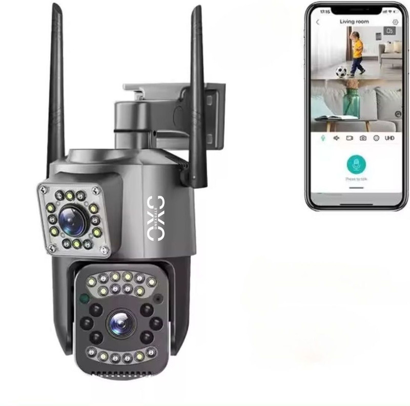 OneXsale 8+8MP WIFI Dual Lens 360 View Motion Alert Night Vision Waterproof Outdoor CCTV Security Camera(SD Support Upto 128 GB, 1 Channel)