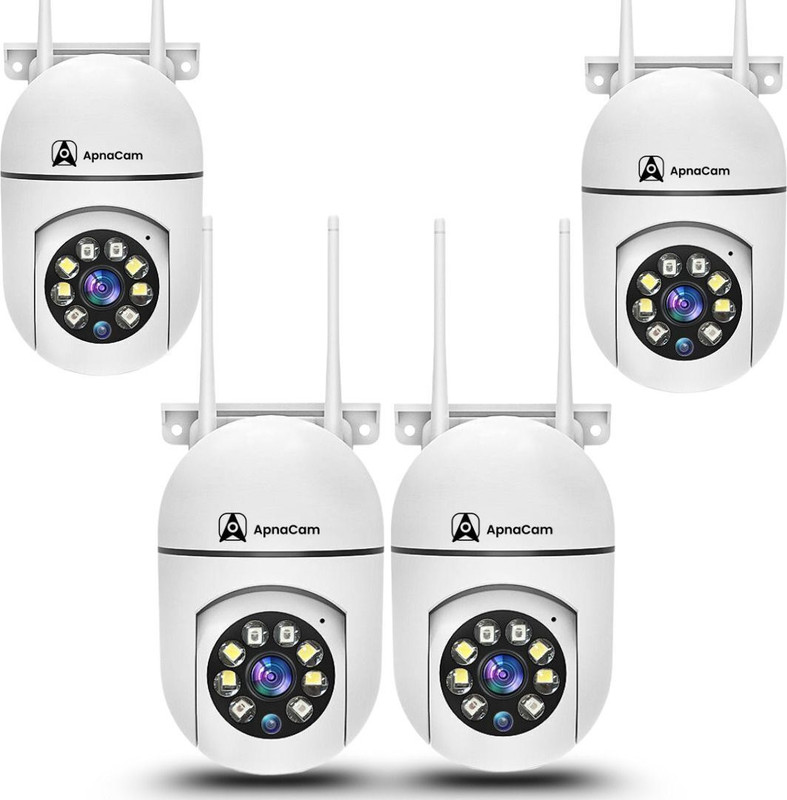 ApnaCam 5MP FHD WiFi Mini PTZ Color Night Vision V380 Pro App Live View (Pack of 4) Security Camera(128 GB, 4 Channel)