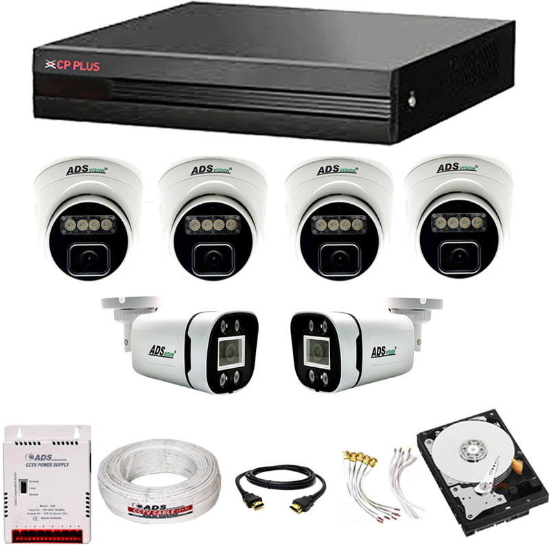 CP PLUS HYBRID DVR 8CH HD 4DOME 2BULLET COLORVU NIGHT VISION AUDIO CAMERA 500GB HDD Security Camera(500 GB, 8 Channel)