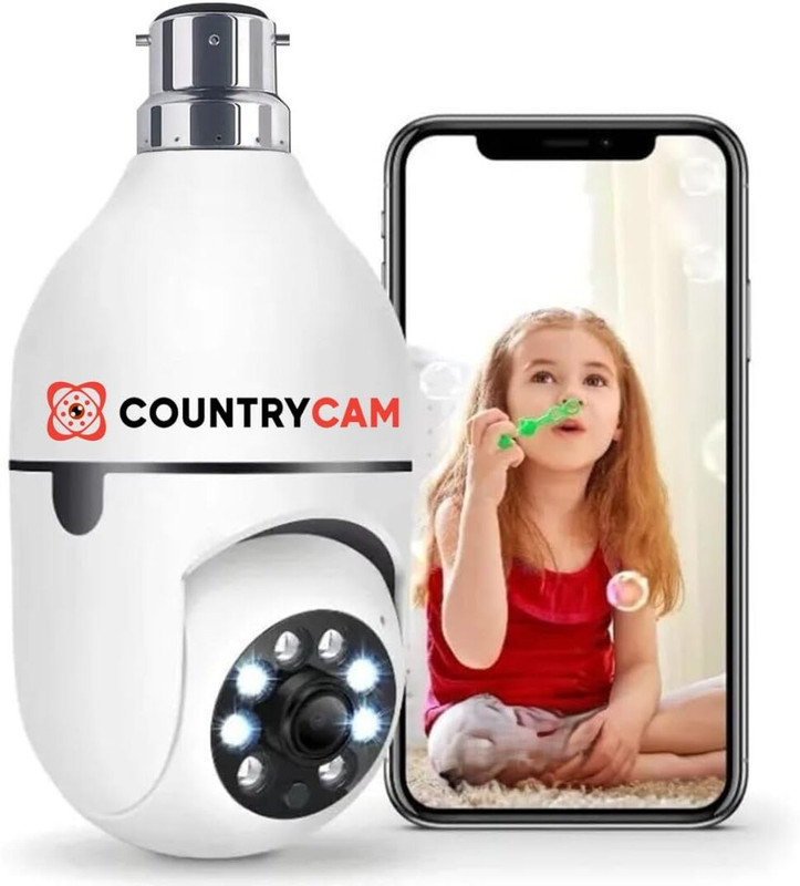 COUNTRYCAM 3MP Smart WiFi CCTV Bulb Camera, 360° Pan Tilt, 2 Way Audio, Motion Detection, Security Camera(128 GB, 4 Channel)