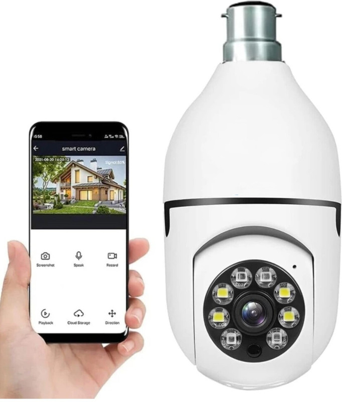 Yachyae 2MP HD WiFi Bulb CCTV Camera with 360° PTZ & Night Vision Security Camera(128 GB, 1 Channel)