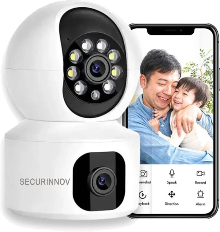 securinnov 5M WiFi Dual Lens Security | 360° Rotation Full HD CCTV Camera Security Camera(6 Channel)