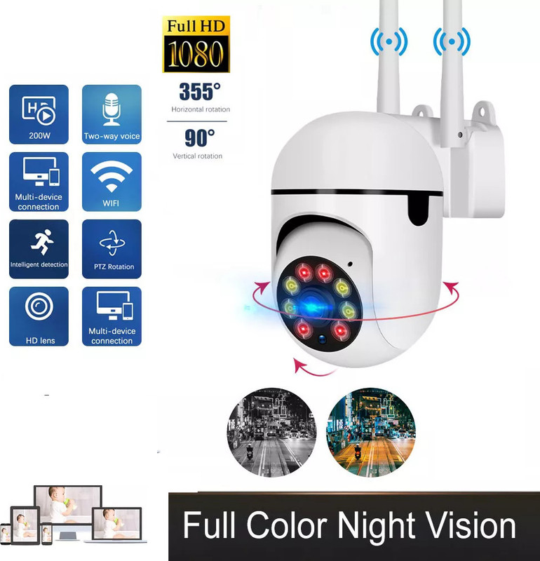 SROPX Full HD Wi-fi Wireless IP CCTV Light Vision Viewing Remote Indoor Bulb 360' PTZ Security Camera(128 GB, 1 Channel)