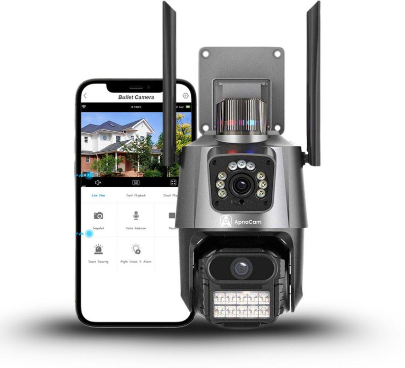 ApnaCam 8MP Dual Lens WiFi PTZ Outdoor Camera Dual Screen Monitoring Security Camera(128 GB, 4 Channel)