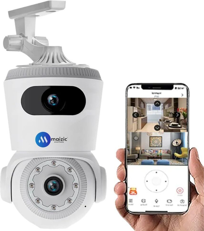 Maizic Smarthome Astro Wifi CCTV [4MP+4MP] FHD Live View Dual Lens Dual Screen View 360° Coverage Security Camera(1 Channel)