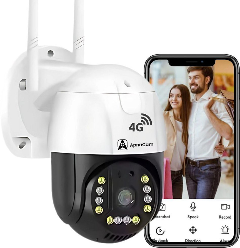 ApnaCam 5MP FHD 5G SIM PTZ Outdoor Camera | Full HD Night Vision & 2-Way Audio Security Camera(128 GB, 1 Channel)