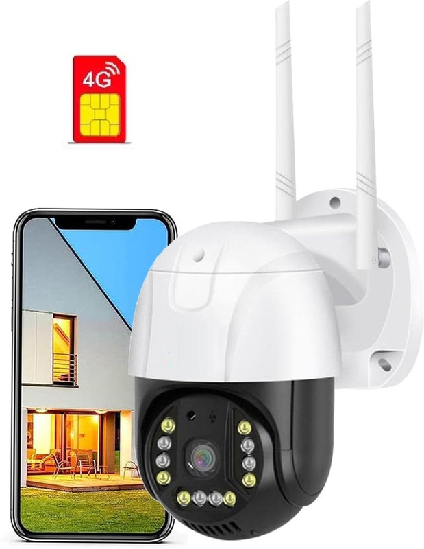 OSHSIZ 4G 5MP PTZ Sim Camera with Live View Two Way Intercomm IP 66 Support SD/SIM Card Security Camera(128 GB, 1 Channel)