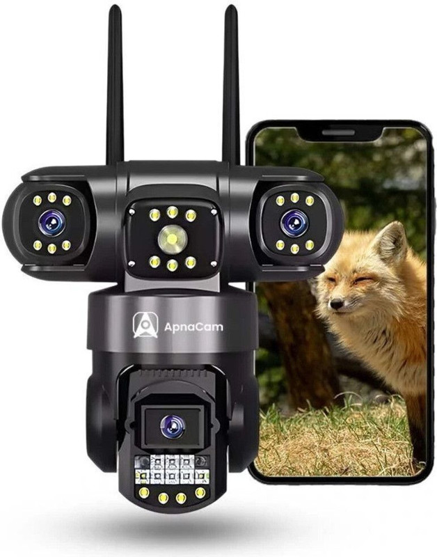 ApnaCam 12+8+8MP FHD 5G/4G SIM Base 3 LENS PTZ+Bullet Waterproof Color NightVision CCTV Security Camera(Support SD Upto 128 GB, 5 Channel)
