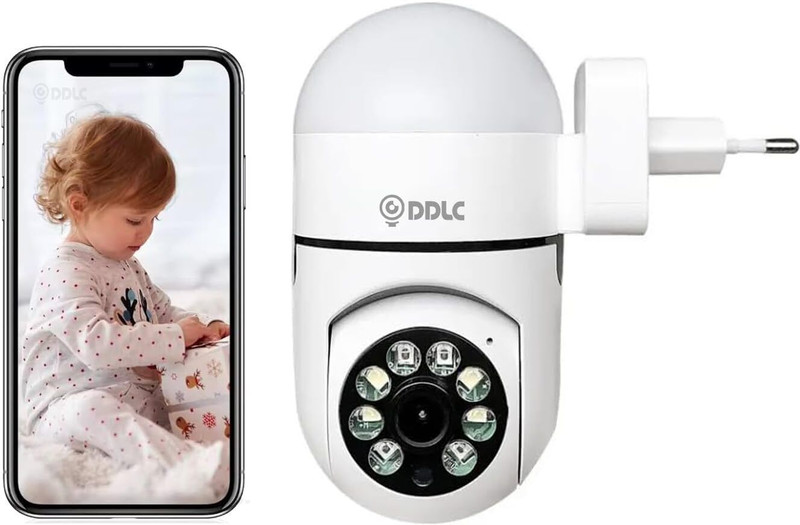 DDLC WiFi 360 Degree Pan/Tilt Panoramic IP Camera | Plug Light Vision 1080p Security Camera(2 Channel)