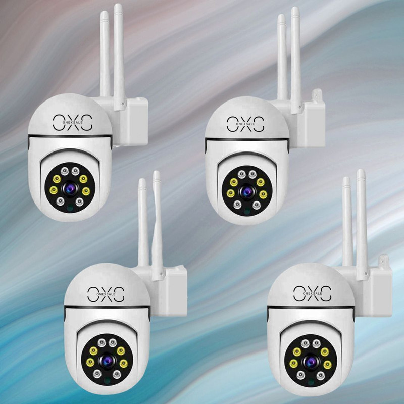 OneXsale 4MP WIFI 1080p HD Night Vision 360° Live View Alarm Two Way Audio (Pack of 4) Security Camera(4 Channel)