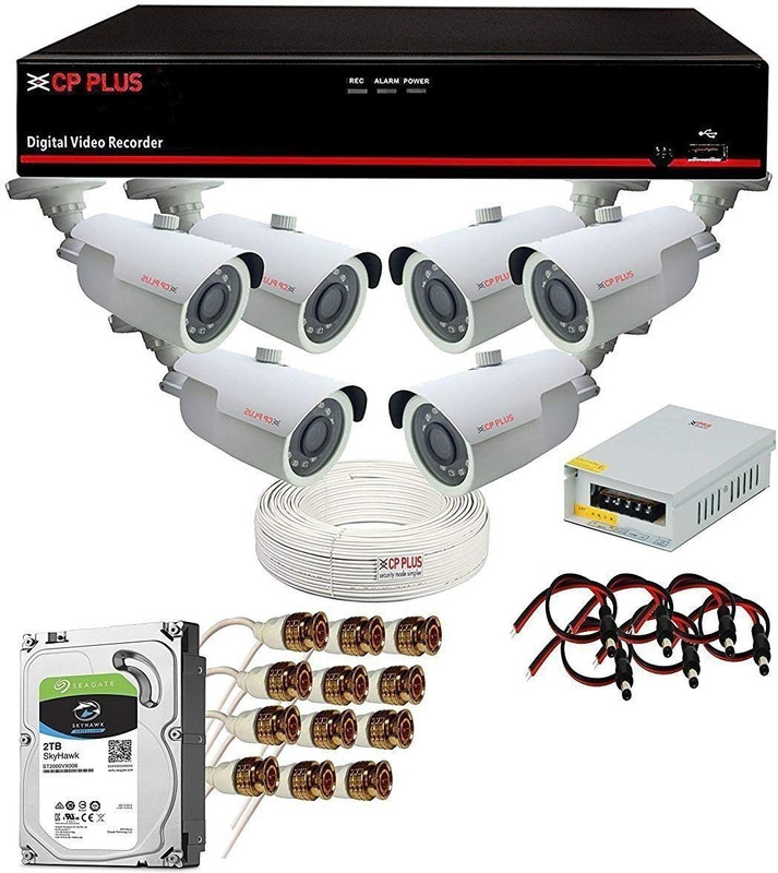 CP PLUS 2.4MP 6 Bullet Camera & DVR with All UPVsales® Accessories Complete CCTV Combo Set Security Camera(1 TB, 8 Channel)