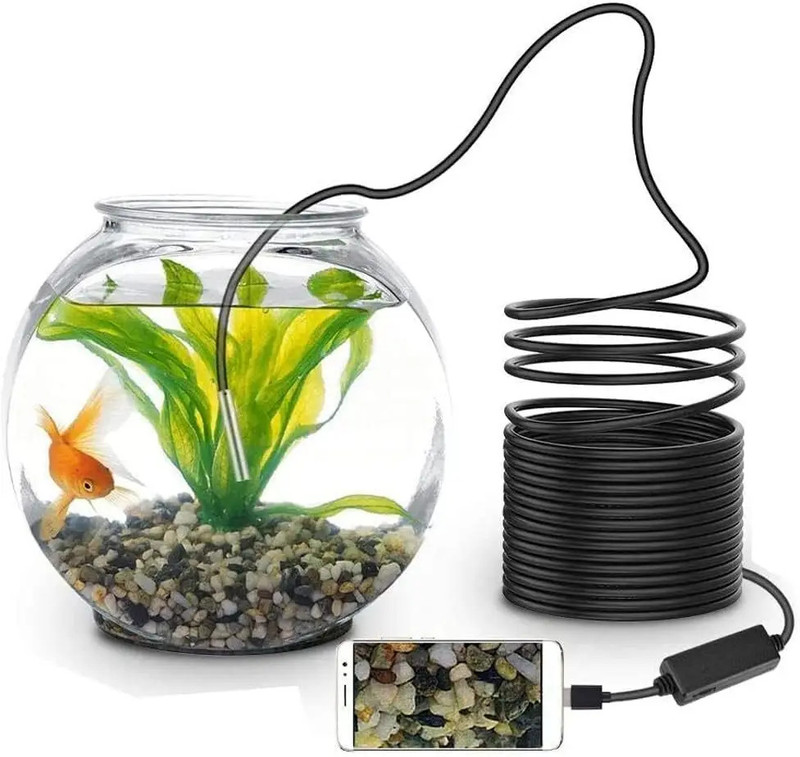 PERAMISYM 7mm Lens Endoscope Camera with 6LEDs, USB Connection, 2M Inspection Wire Security Camera(500 GB, 1 Channel)