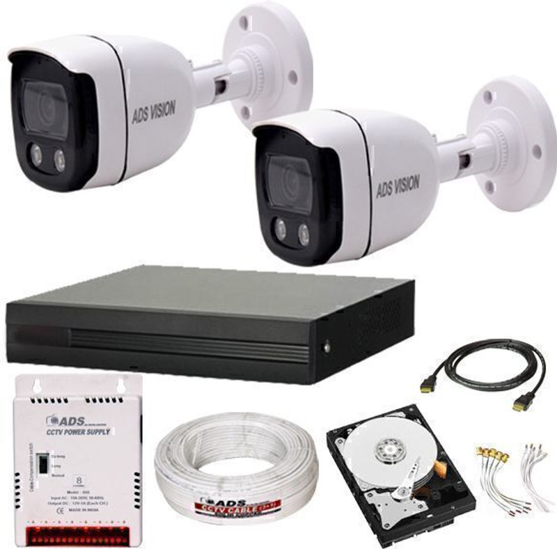 ADS VISION 5MP DVR 3MP 2 BULLET COLOR VU NIGHT VISION CAMERA Full Set With 500GB HDD Security Camera(500 GB, 4 Channel)