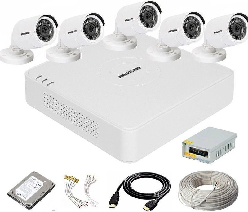 HIKVISION 8 Channal TURBO HD DVR 1080p 1Pcs,Outdoor TURBO HD Camera 5Pcs,Hard Disk, Security Camera(8 Channel)