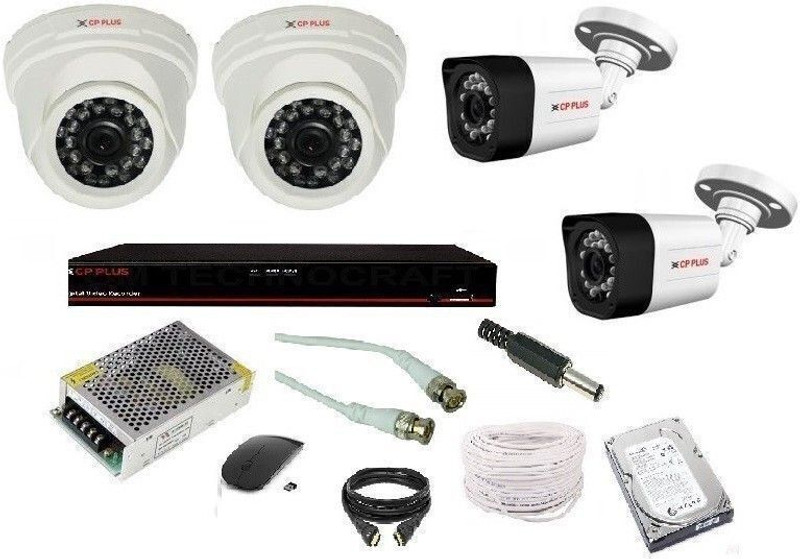 CP PLUS 2. 4 MP 2 BULLET 2 DOME 4 CHANNEL DVR HARD DISK AND ALL REQUIRED ACCESSRIES Security Camera(500 GB, 4 Channel)
