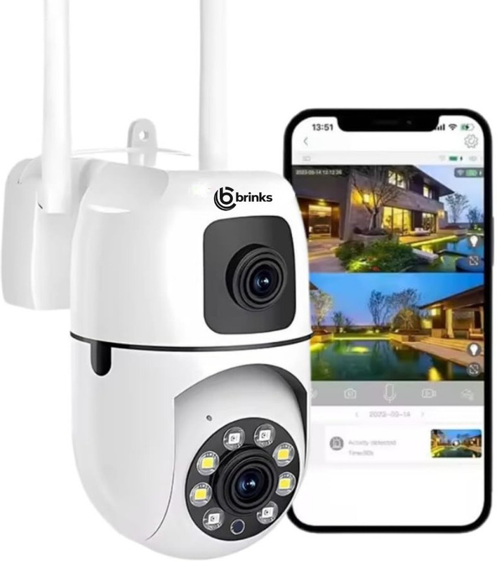 Brinks Dual Lens Mini Fox CCTV Camera for Home Indoor, 5MP+5MP WiFi Camera with PTZ Security Camera(1 Channel)