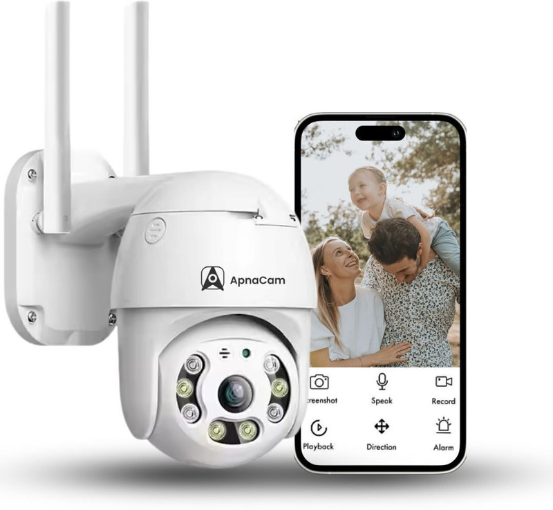 ApnaCam 5MP FHD 360° PTZ WiFi Waterproof 2 Way Audio Outdoor Online Offline Security Camera(SD Support Upto 128 GB, 1 Channel)