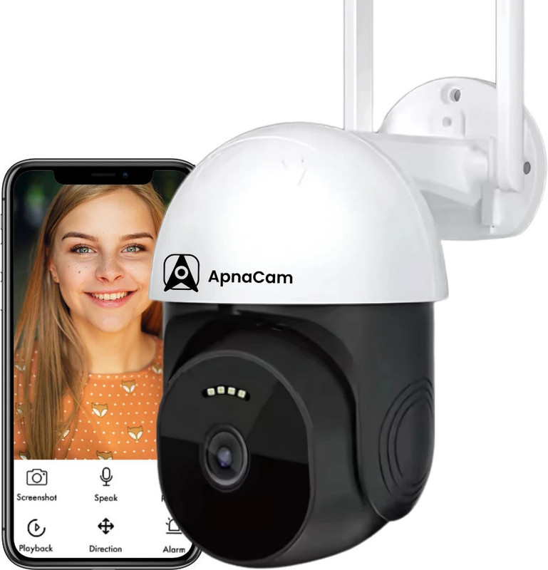 ApnaCam 4G 5MP PTZ Sim Camera with Live View Two Way Intercomm IP 66 Support SD/SIM Card Security Camera(1 Channel)