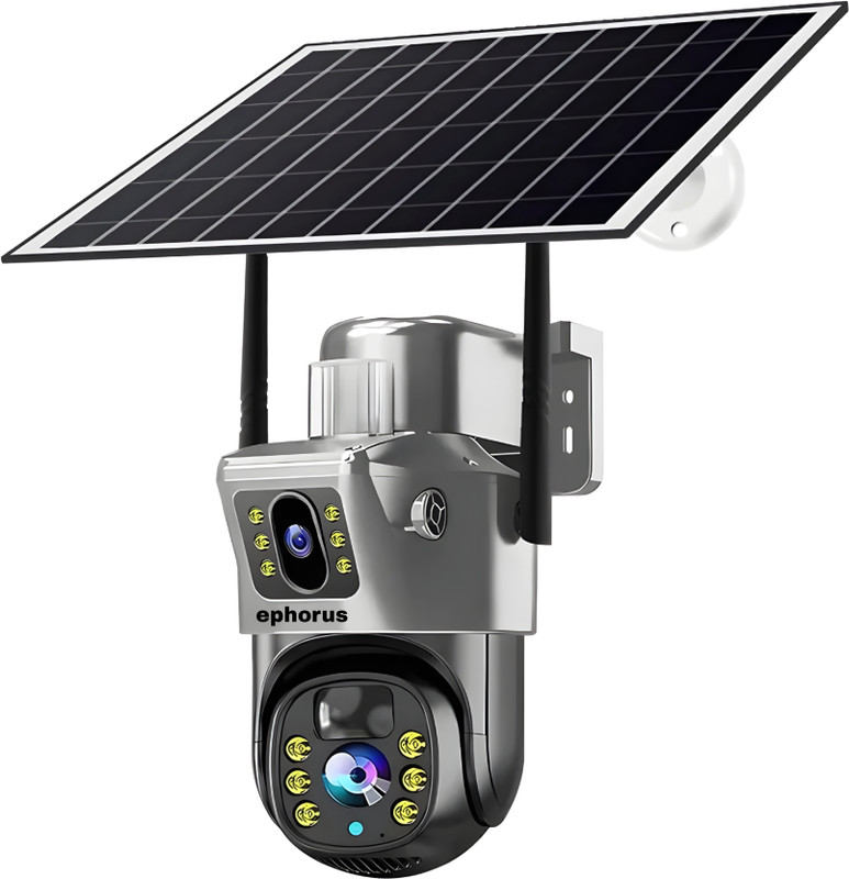 ephorus Deul lens 2 screen solar panel 4G CCTV colour night vision IP66 waterproof Security Camera(NO GB, 4 Channel)