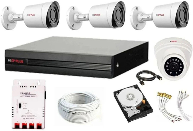 CP PLUS 4 Channel HD DVR 1080P,Higher Resolution 2.4MP FULL HD IP67 Outdoor & Indoor Security Camera(500 GB, 4 Channel)