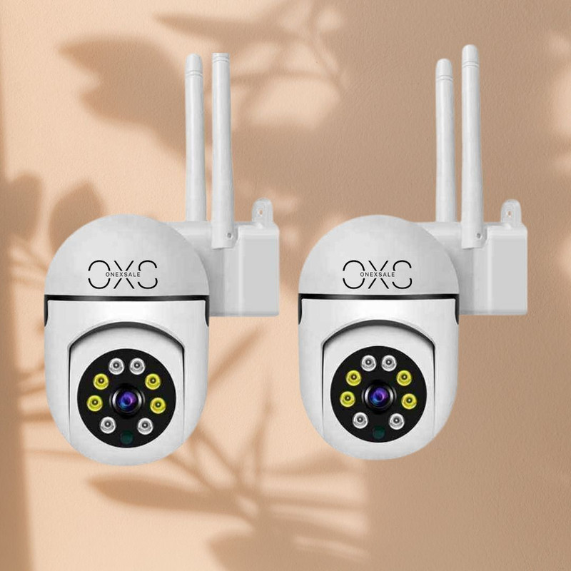 OneXsale 5MP FHD WiFi Mini PTZ Combo(Pack of 2) Full HD Motion Detection 360° View CCTV Security Camera(Support Upto 128 GB, 4 Channel)