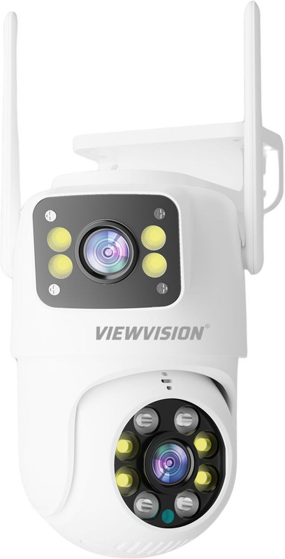 Viewvision AT-R2H Full HD 1080p 3MP+3MP Dual Lens Linkage (360°) Pan/Tilt Wi-Fi 2 Way Talk Security Camera(2 Channel)