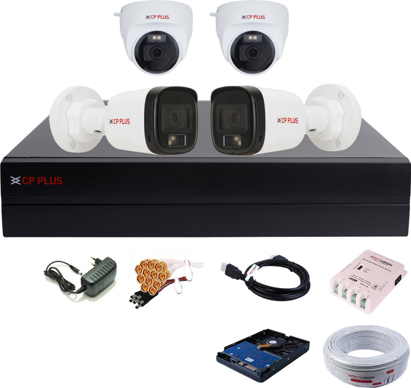 CP PLUS 4 Channel HD DVR,Color Nightvision 2.4 MP Audio Built-in Mic Outdoor & Indoor Security Camera(500 GB, 4 Channel)