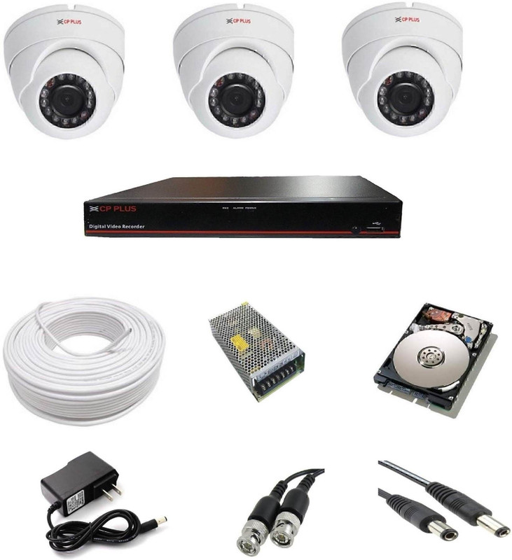 CP PLUS 2.4Mp 4 CH DVR Kit with 3 Dome Camera, 500GB HDD and all required accessories Security Camera(500 GB, 4 Channel)