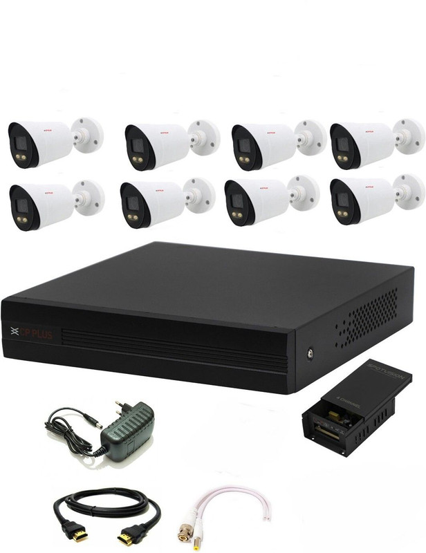 CP PLUS 8 Channal HD DVR 1080p 1Pcs,Colorful View In Nightvision Outdoor Camera 2.4 MP 8Pcs,Power supply 1Pcs,HDMI cable 1Pcs,Bnc & Dc connectors, Security Camera(8 Channel)