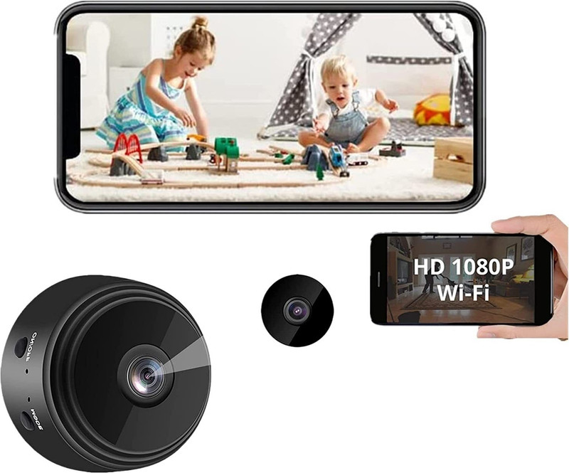AVOIHS 1080P HD Mini Wireless Camera Live View Wifi Built-in Battery Night Vision Security Camera(128 GB, 1 Channel)